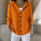 Strikket cardigan med hette og knapper for kvinner