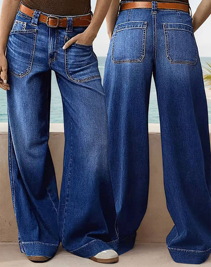 Jeans med høy midje og vide ben for kvinner