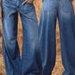 Jeans med høy midje og vide ben for kvinner