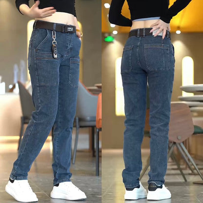 Elastiske jeans med rette ben for menn