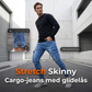 Menns skinny fit stretch cargo-jeans