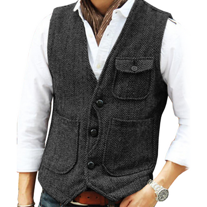 Herre uformell vintage V-hals vest