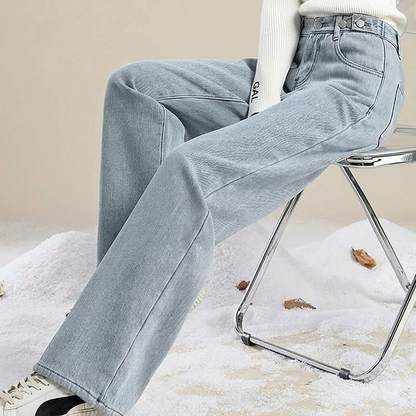 Varmforede wide-leg jeans for kvinner