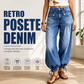 Jeans med høy midje for kvinner, ballongsnitt med snøring i beinenden