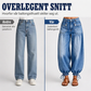 Jeans med høy midje for kvinner, ballongsnitt med snøring i beinenden
