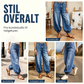 Jeans med høy midje for kvinner, ballongsnitt med snøring i beinenden