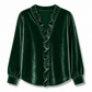 Elegant bluse i fløyel for kvinner, med lange ermer
