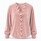 Elegant bluse i fløyel for kvinner, med lange ermer