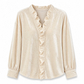 Elegant bluse i fløyel for kvinner, med lange ermer