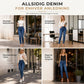Jeansbukser for kvinner med høy midje og stretch