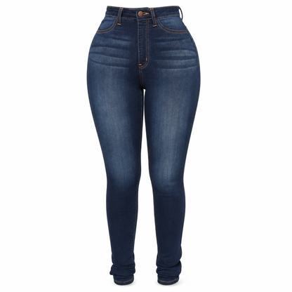 Jeansbukser for kvinner med høy midje og stretch