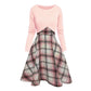 Elegant rutete kjole og crop top-sett for kvinner