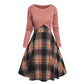 Elegant rutete kjole og crop top-sett for kvinner