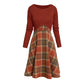 Elegant rutete kjole og crop top-sett for kvinner