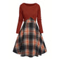 Elegant rutete kjole og crop top-sett for kvinner