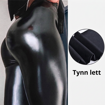 Høytaljede PU-skinnleggings for kvinner