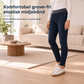 Mørkvaskede jeans for kvinner med høy midje, slim fit og bred elastisk linning, med trekk-på-design