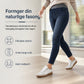 Mørkvaskede jeans for kvinner med høy midje, slim fit og bred elastisk linning, med trekk-på-design