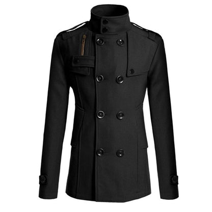 Dobbeltradet trenchcoat i slim fit for menn