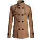 Dobbeltradet trenchcoat i slim fit for menn