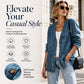 Casual denimkofta med V-hals for damer