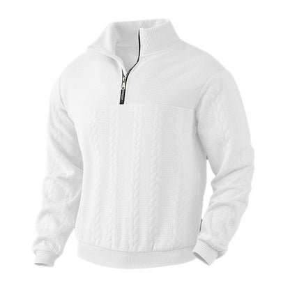 Menns uformell jacquard genser med halvt glidelås