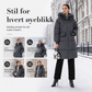 Mid-lang, tykkere polstret frakk for dame