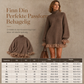 Oversized strikket kjole i mock neck-modell med ruffle-tull-kant