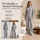 Damesett med strikket turtleneck-genseren og vidbeinte bukser