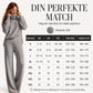Damesett med strikket turtleneck-genseren og vidbeinte bukser