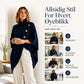 Asymmetrisk turtleneck poncho-strikkegenser for kvinner