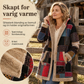 Varm fleece-fôret, hettegenser for kvinner med bomull- og linblanding og print, vintermodell