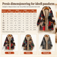 Varm fleece-fôret, hettegenser for kvinner med bomull- og linblanding og print, vintermodell