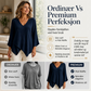 Løstsittende vaffelstrikket V-hals-topp for kvinner