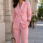 Elegant dobbeltspent blazer- og buksesett for kvinner