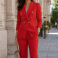 Elegant dobbeltspent blazer- og buksesett for kvinner