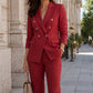 Elegant dobbeltspent blazer- og buksesett for kvinner