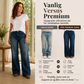 Bredbeinte, stretchy jeans med høy midje for dame