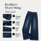Bredbeinte, stretchy jeans med høy midje for dame