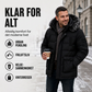Middels lang vindsikker termojakke for menn til vinterbruk