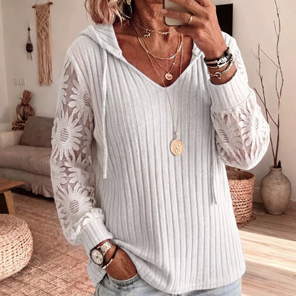Chichet hettegenser med blonde ermer for kvinner
