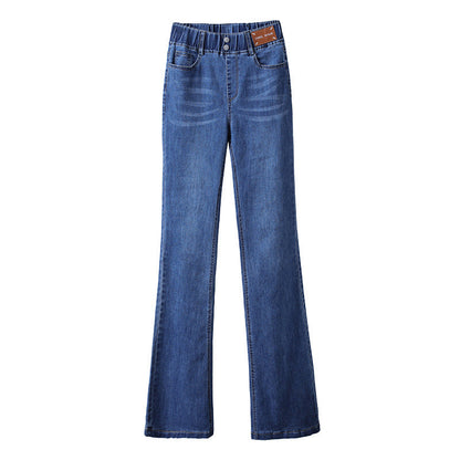 Høyelastiske bootcut-jeans for kvinner med høy midje