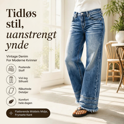 Dames vintage wide-leg jeans met raw rand