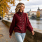 Damen-Strickjacke mit Stehkragen und Doppelknopfleiste