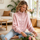 Damen-Strickjacke mit Stehkragen und Doppelknopfleiste
