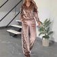 Kvinnens løsslupne leopardprint to-delt sett