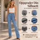 Elastiske flare-jeans med høy midje for kvinner