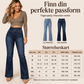Elastiske flare-jeans med høy midje for kvinner