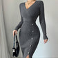 Elegant ribbestrikket bodycon-kjole for kvinner