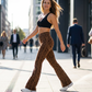 🧡🐆Yoga-bukser med leopardmønster og utvidet ben for kvinner